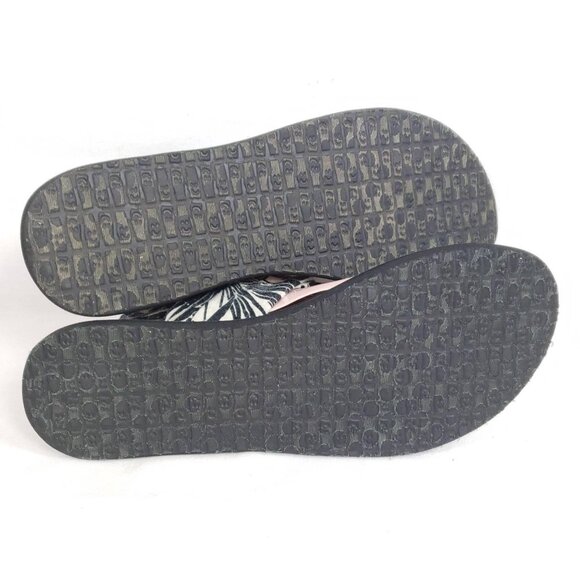 Sanuk Yoga Sling Sandals Women's Size 9 Black/White Floral Fabric - Picture 7 of 7